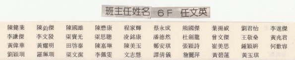 1985 6F班畢業生名單