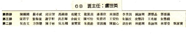 1989 6B班畢業生名單